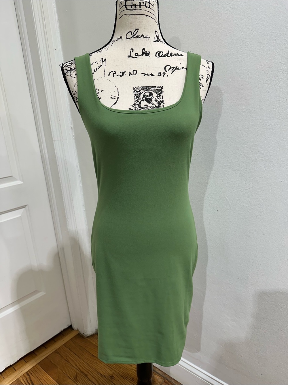 Fashion Nova Olive Green Sleeveless Scoop Neck Midi Dress